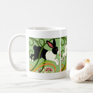 Mug Lapin Art Déco Lapin Néerlandais Gris Blanc Vert
