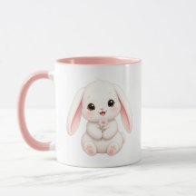 Lapin avec fleur rose 
