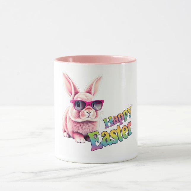Mug Lapin avec lunettes de soleil Joyeux Mens de Pâque (Centre)
