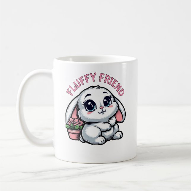 Mug Lapin blanc bouffant avec pot Plante (Gauche)