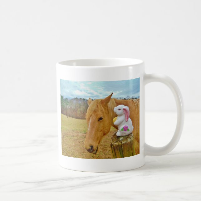 Mug Lapin blanc et cheval jaune blond (Droite)