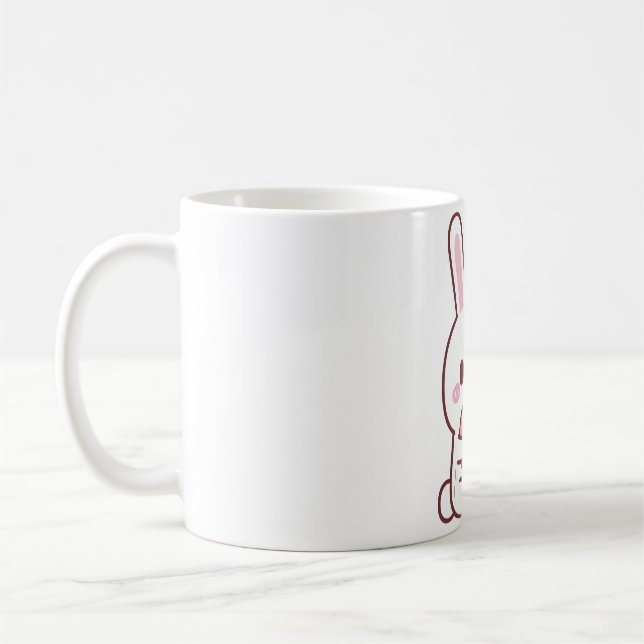 Mug Lapin Blanc Mignon Enlacent Coeur Doodle (Gauche)