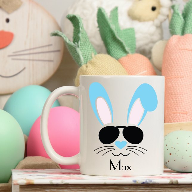 Mug Lapin Bleu De Pâques Personnalisé Avec Lunettes De (Créateur téléchargé)