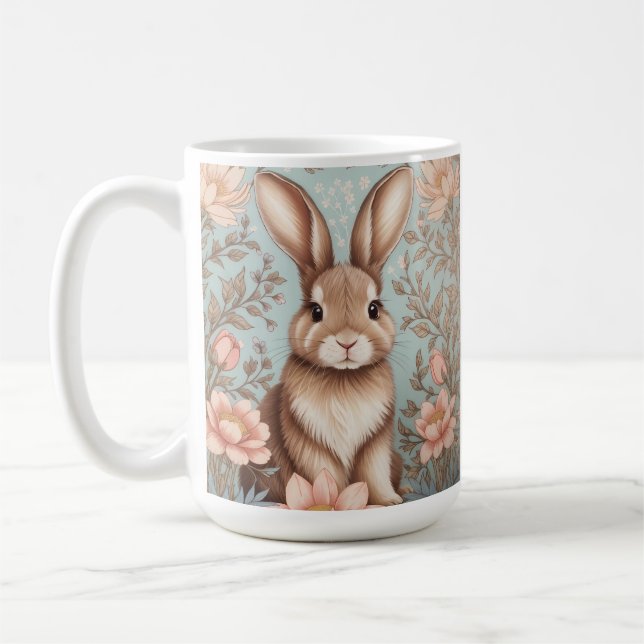 Mug Lapin de bébé mignon floral pastel  (Gauche)