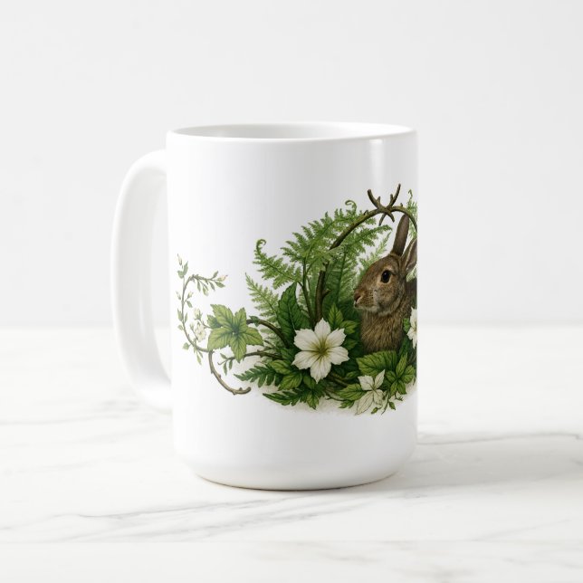 Mug Lapin de garenne dans le feuillage floral (Devant gauche)