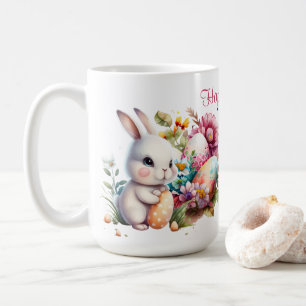 Mug Lapin de Pâques aquarelle adorable et texte