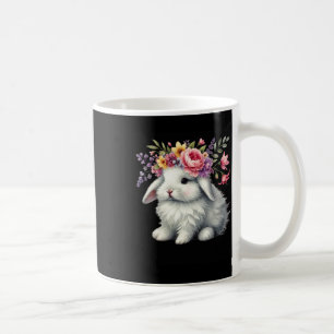 Mug Lapin de Pâques avec couronne de fleurs florales F