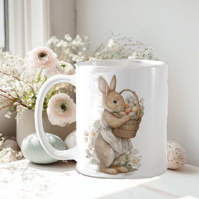 Mug lapin de Pâques avec des fleurs et des œufs de Pâq (Créateur téléchargé)
