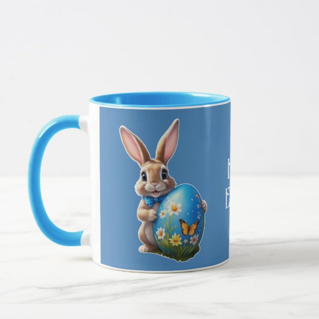 Mug Lapin de Pâques avec un nœud bleu - (Gauche)