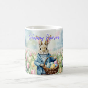 Mug Lapin de Pâques dans une prairie de tulipes