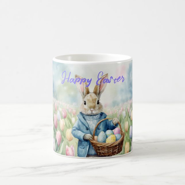 Mug Lapin de Pâques dans une prairie de tulipes (Centre)