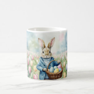 Mug Lapin de Pâques dans une prairie de tulipes