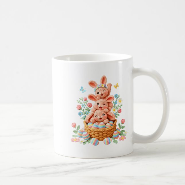 Mug Lapin de Pâques en fil à crocheter visage de lapin (Droite)