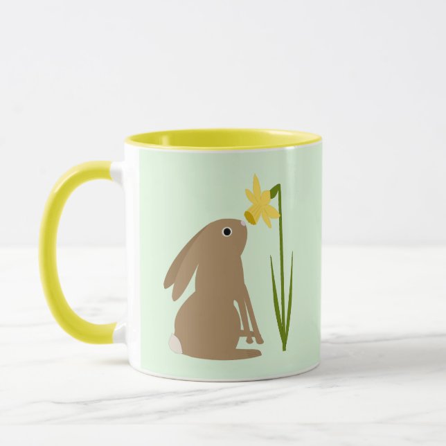 Mug Lapin de Pâques et fleur de jonquille (Gauche)