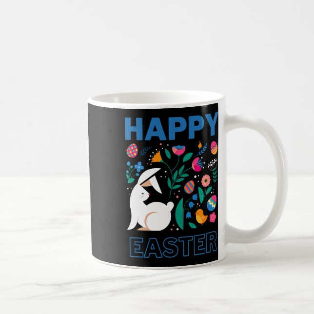 Mug Lapin de Pâques heureux avec un design folklorique (Droite)