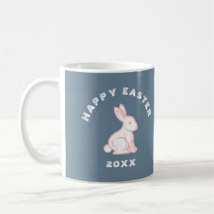 Mug Lapin de Pâques Joyeuses Bunny Slate Bleu Blanc Ro