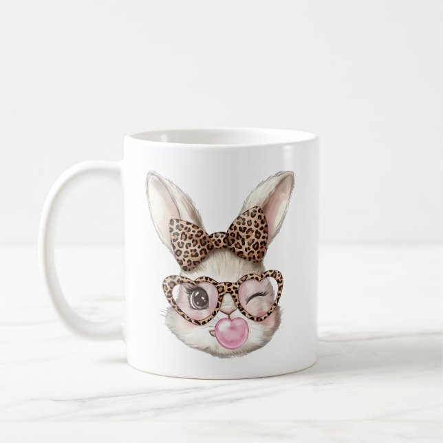 Mug Lapin de Pâques Lunettes Mignonnes Léopard Lapin d (Gauche)