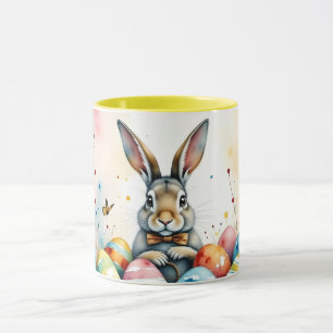 Mug Lapin de Pâques mignon avec des œufs peints coloré