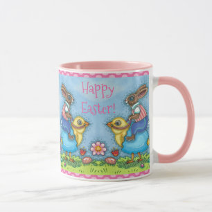 MUG LAPIN DE PÂQUES MONTE UN PETIT POUSSIN MIGNON DANS