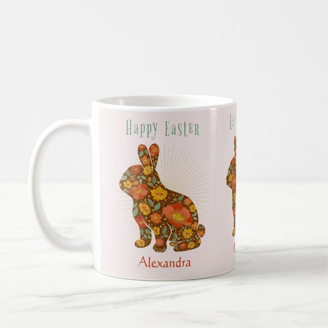 Mug Lapin de Pâques Parties scintillant d'or personnal (Gauche)