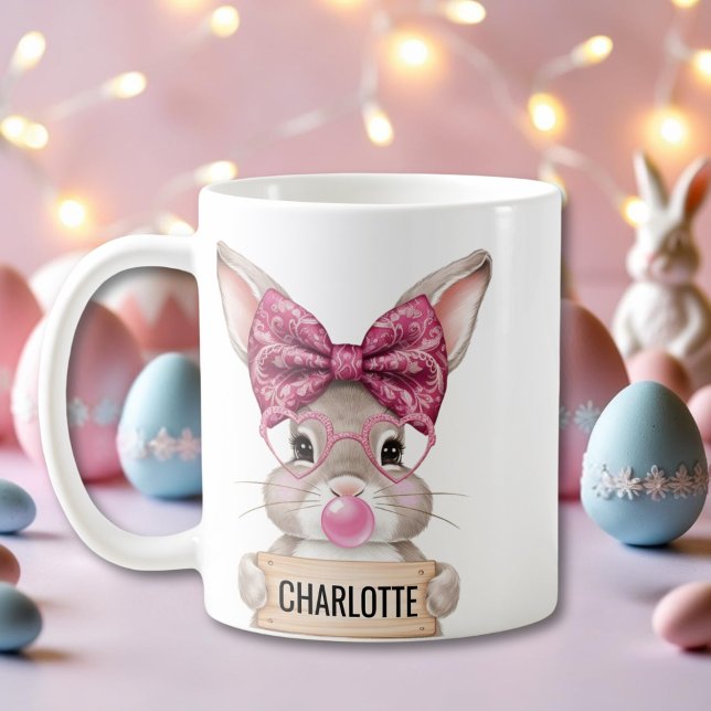Mug Lapin de Pâques personnalisé avec conception de la (Personalized Easter Bunny with Cute Rabbit Design Coffee Mug)