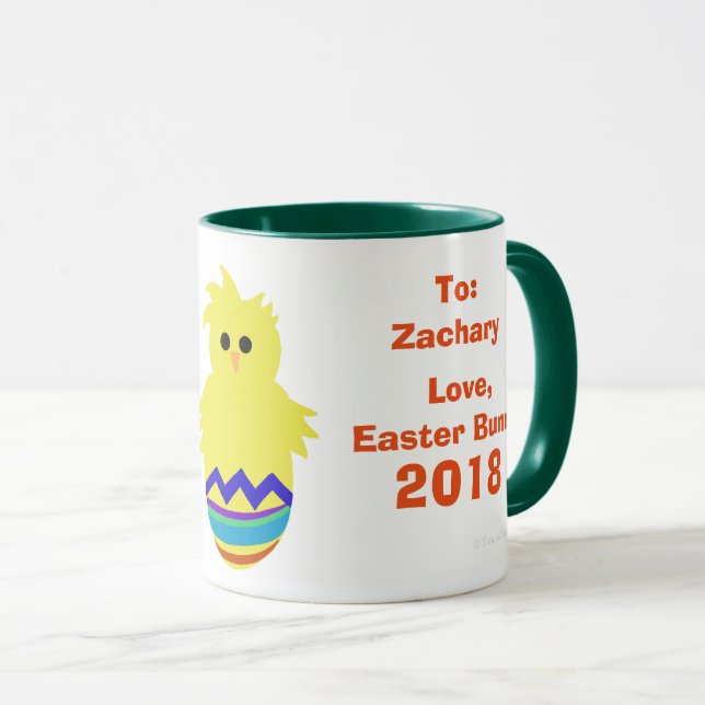 Mug Lapin de Pâques Poussin Jaune Œufs Nom (Devant droit)