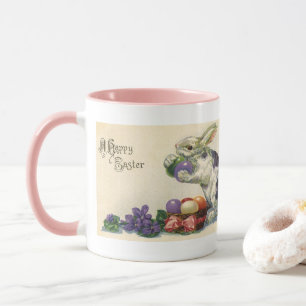 Mug Lapin de Pâques vintage avec oeufs de Pâques dans 