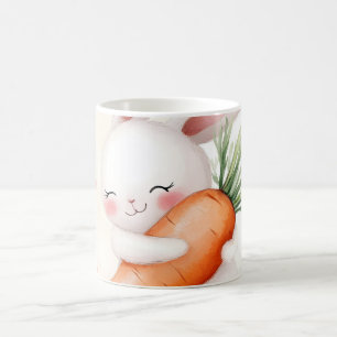 Mug Lapin de printemps à l'aquarelle mignon Carotte