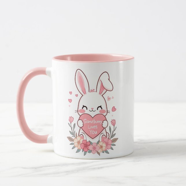 Mug Lapin doux et fleurs (Gauche)
