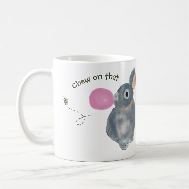 Mug lapin drôle - Aquarelle illustration lapin (Gauche)