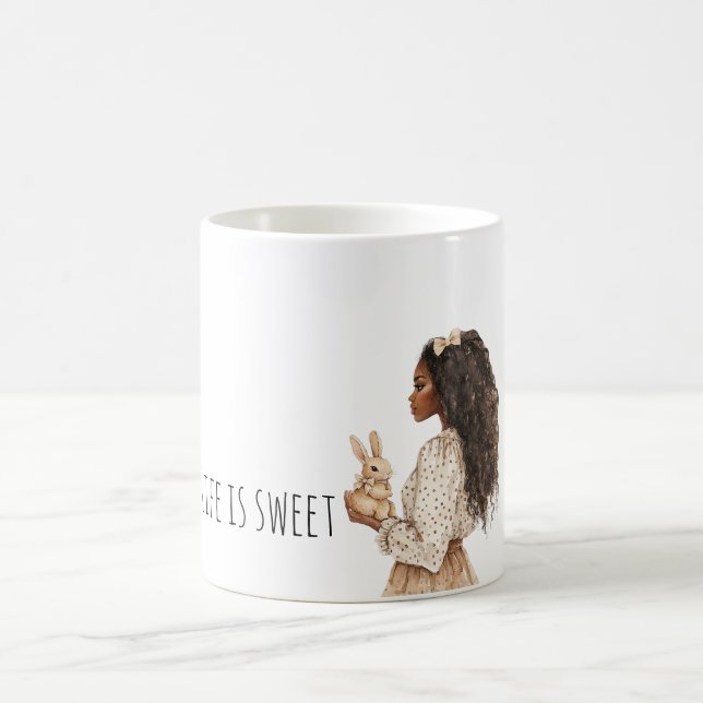 Mug Lapin fille noire La vie est douce (Centre)