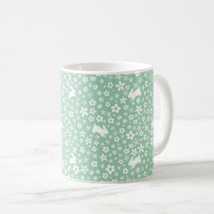 Mug Lapin Floral Vert Menthe de Printemps