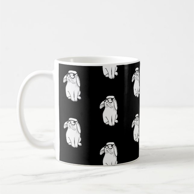 Mug Lapin Hipster Lapin Drôle Avec Lunettes Mignon Ani (Gauche)