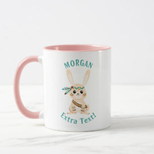 Mug Lapin indien mignon, nom et message personnalisés