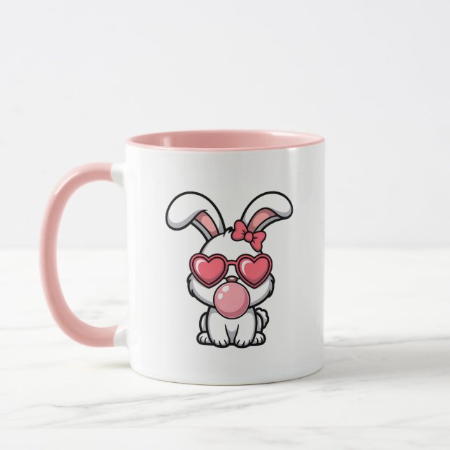 Mug Lapin Kawaii joueur avec bulle de Bubble Gum (Gauche)