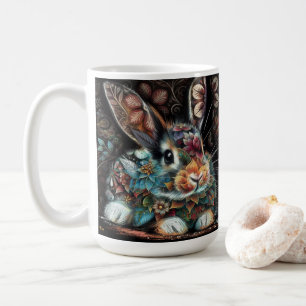 Mug Lapin lapin lapin lunaire floral Abstrait noir Tur