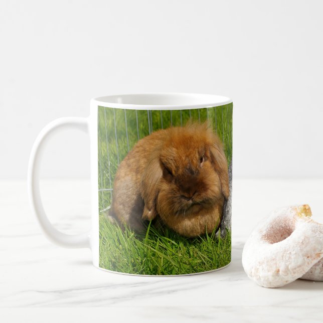 Mug Lapin Lapin Lapin Mini Lop de Lionhead Holland (Avec donut)