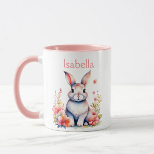 Mug Lapin lapin personnalisé en Fleurs roses