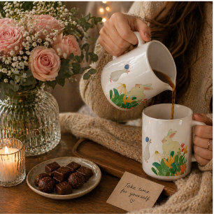 Mug Lapin mignon avec canard en aquarelle naturelle
