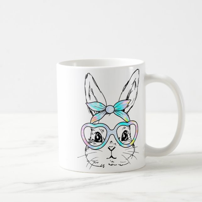 Mug Lapin Mignon Visage de Lapin Tie Dye Lunettes Fill (Droite)