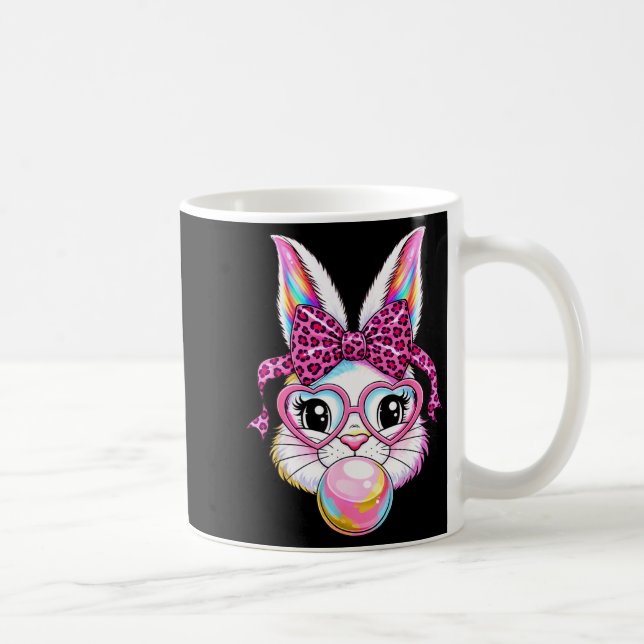 Mug Lapin mignon visage léopard coquette lunettes à ar (Droite)