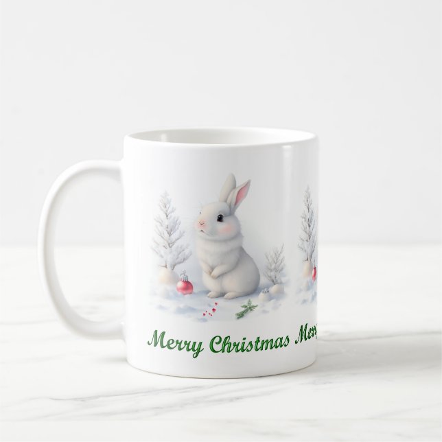 Mug Lapin Neige Joyeux Musique de Noël (Gauche)