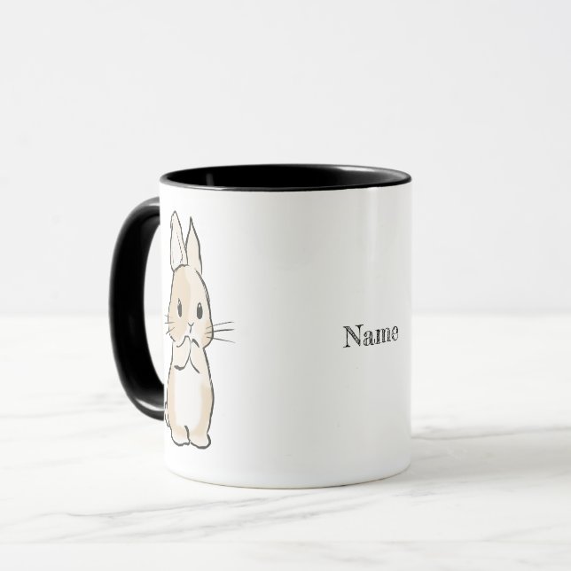 Mug Lapin nettoie les pattes (Devant gauche)