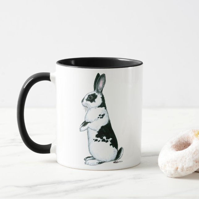 Mug Lapin :  Noir et blanc (Avec donut)