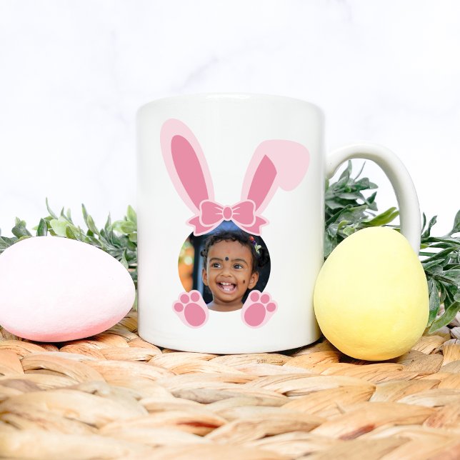 Mug Lapin Pâques Rose Personnalisé Photo Personnalisée (Créateur téléchargé)