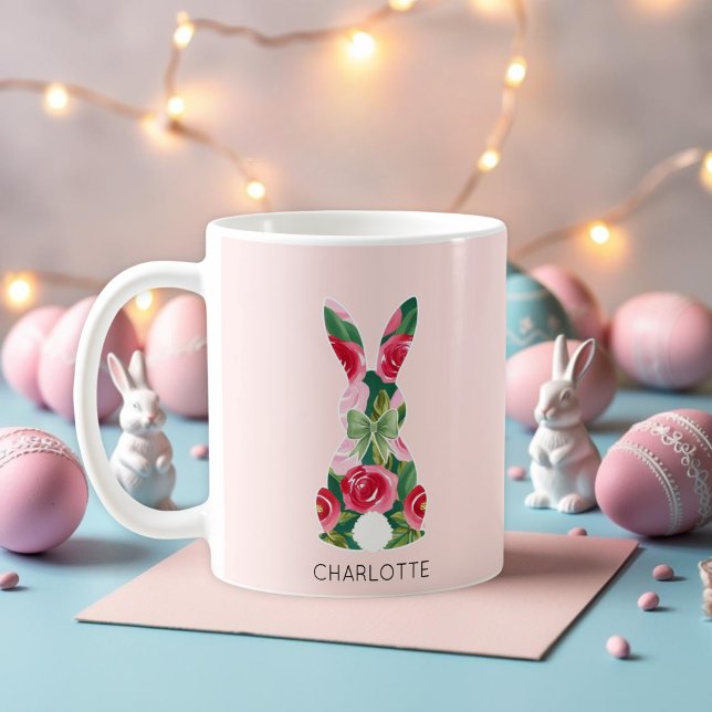 Mug lapin rose de Pâques personnalisé (Personalized Pink Easter Bunny Mug)