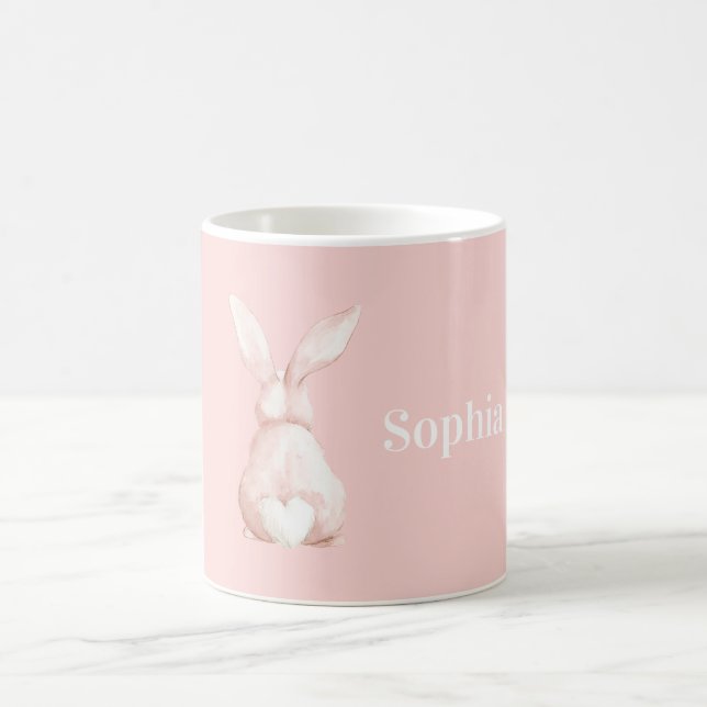 Mug Lapin Rose Pâle Queue à Cœur Blanc (Centre)