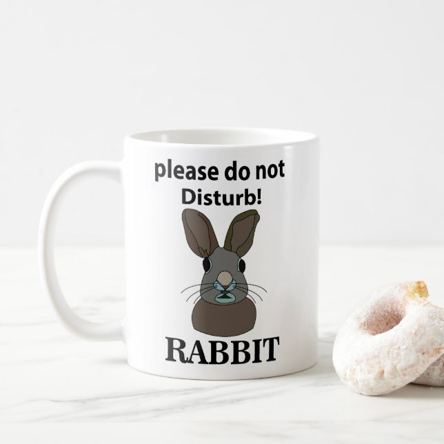 Mug Lapin S'il vous plaît Ne pas déranger Lapin drôle (Avec donut)