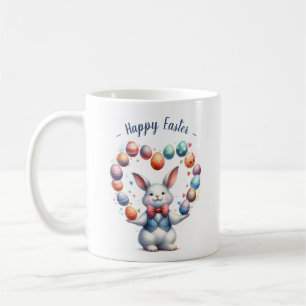 Mug "Lapin Vintage Aquarelle Jonglant Oeufs de Pâques