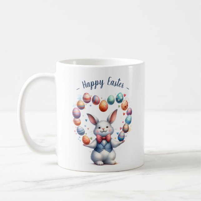 Mug "Lapin Vintage Aquarelle Jonglant Oeufs de Pâques (Gauche)